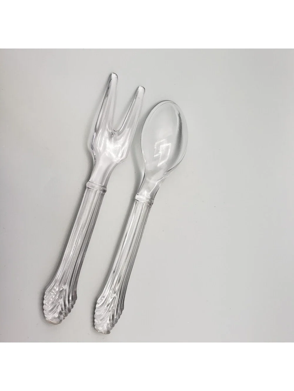 Vintage Imperial Glass Salad Server Set Fork Spoon Depression Era 9.75